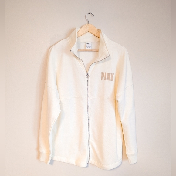 PINK Tops - VS Pink Cream Jacket Fleece Lined